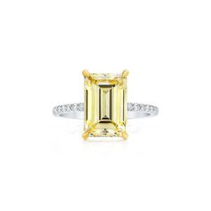 Canary Vivid Yellow 2.61carat Emerald Cut lab diamond ring